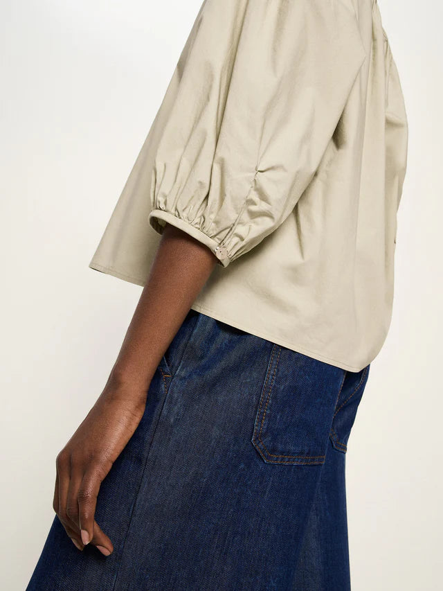 Bluse mit Kräuseln stone | Lanius