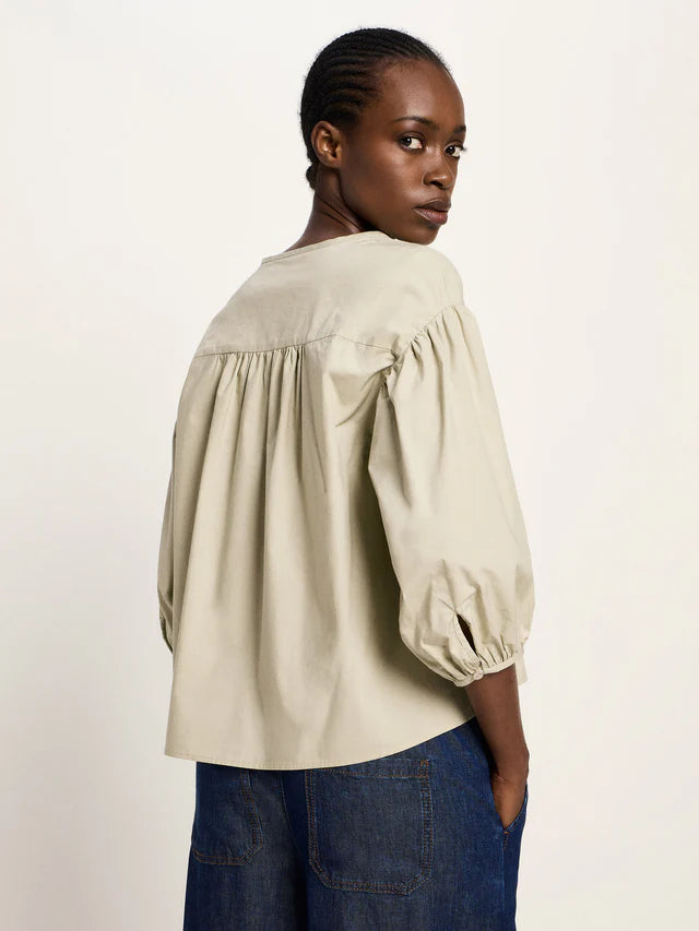 Bluse mit Kräuseln stone | Lanius