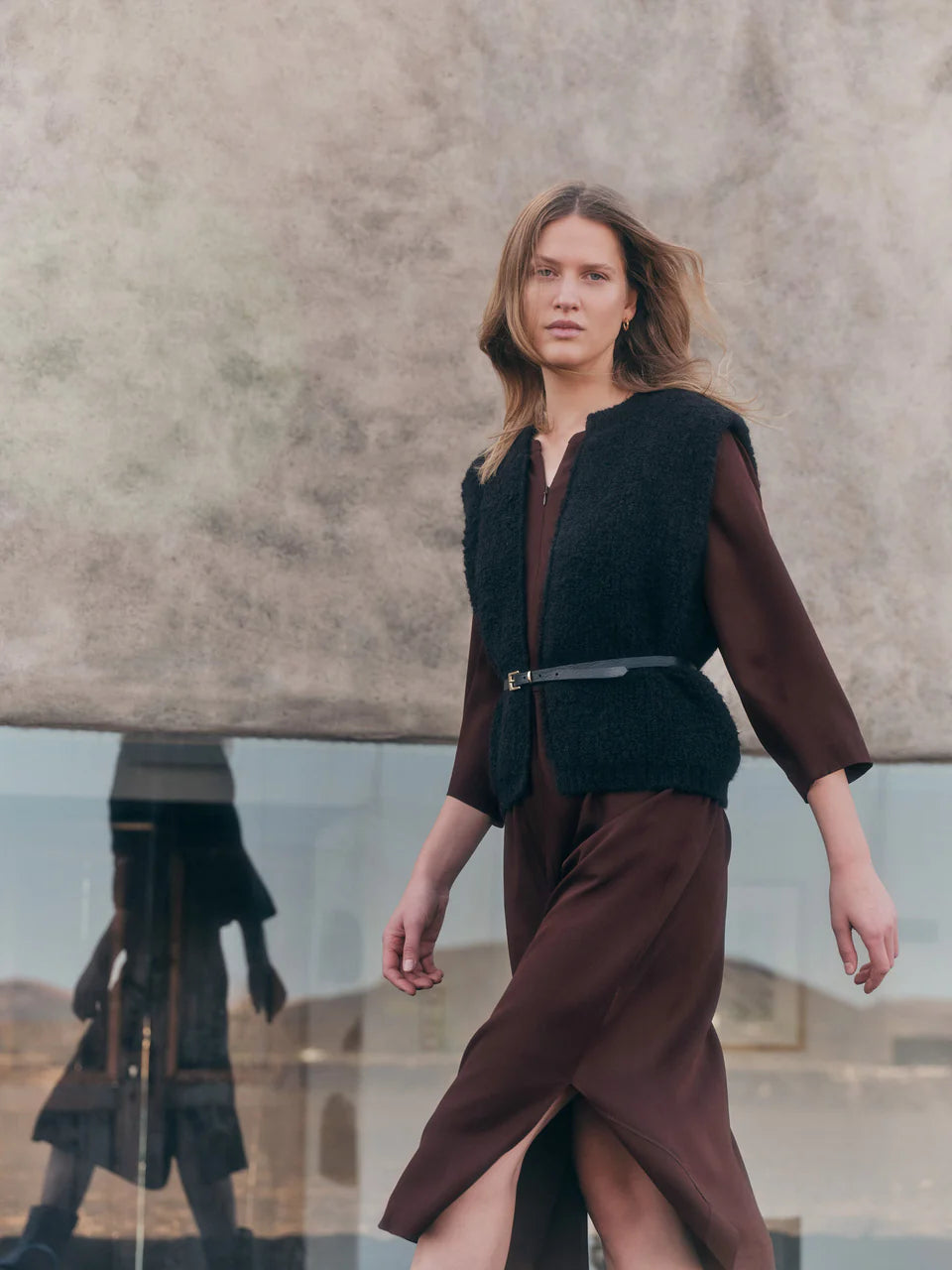 Boucle Strickweste black | Lanius