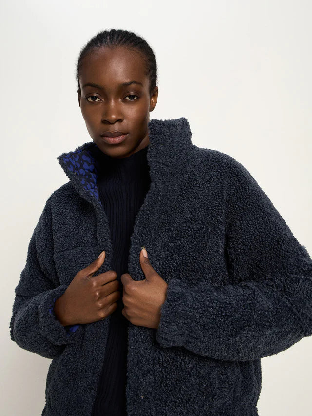 Wende Jacke GRS Teddy animal print midnight | Lanius