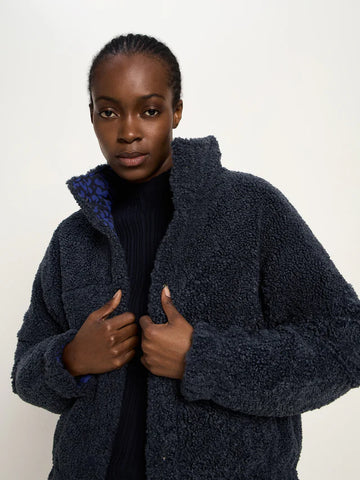 Wende Jacke GRS Teddy animal print midnight | Lanius