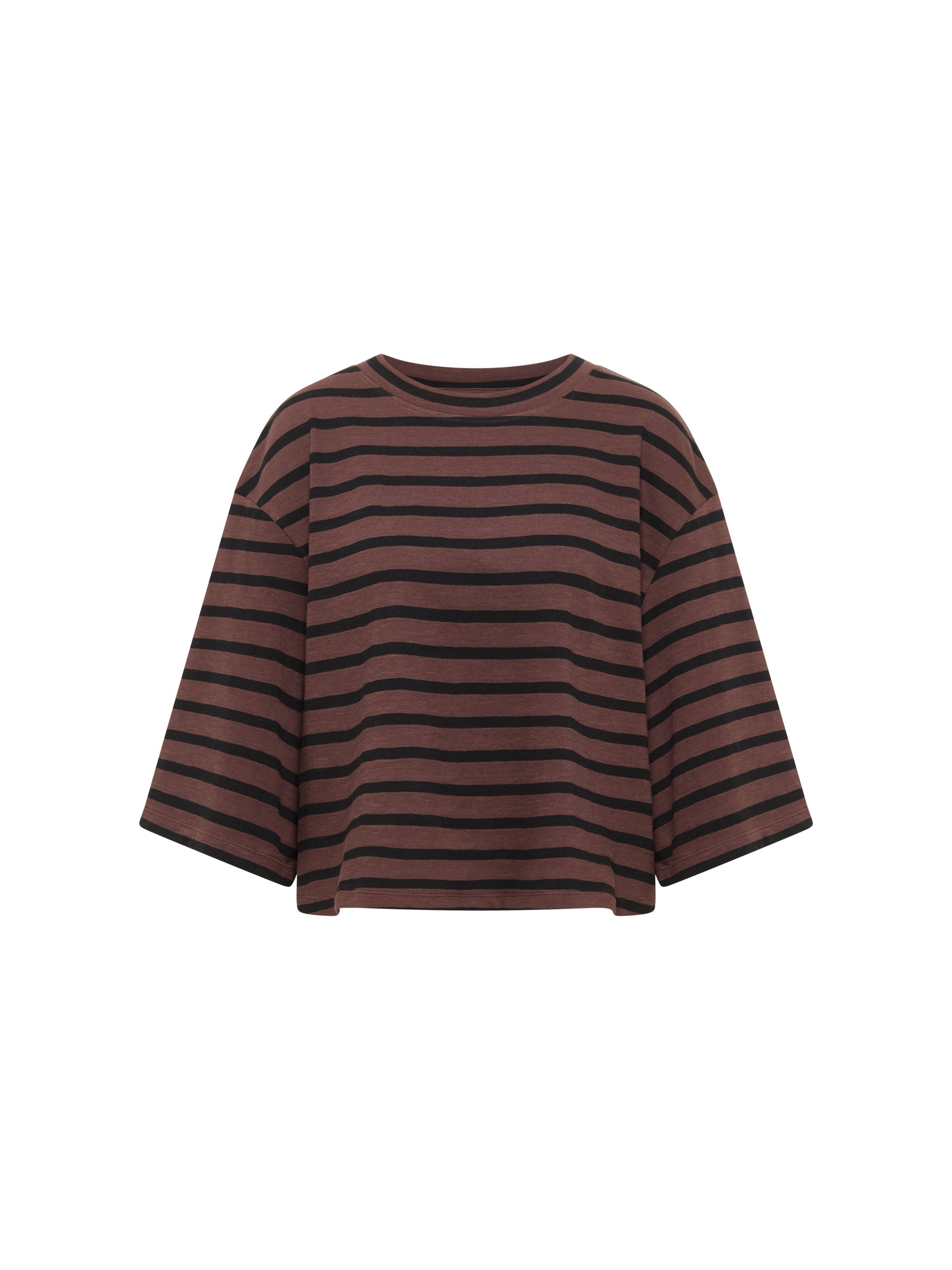Oversizeshirt GOTS bitter chocolate / black | LANIUS