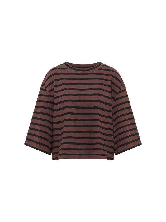 Oversizeshirt GOTS bitter chocolate / black | LANIUS