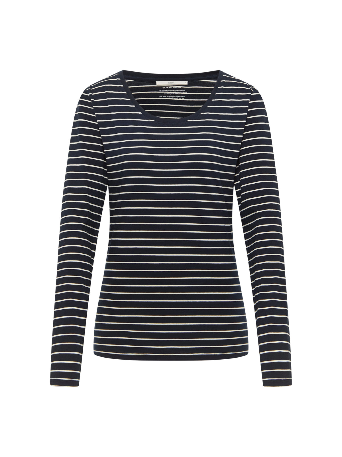 Streifen Langarmshirt GOTS midnight / off white | LANIUS