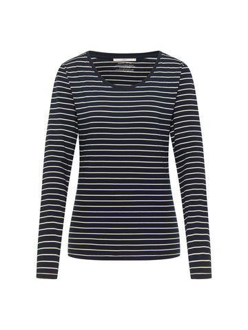 Streifen Langarmshirt GOTS midnight / off white | LANIUS