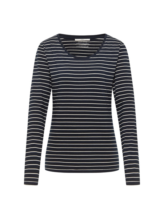 Streifen Langarmshirt GOTS midnight / off white | LANIUS