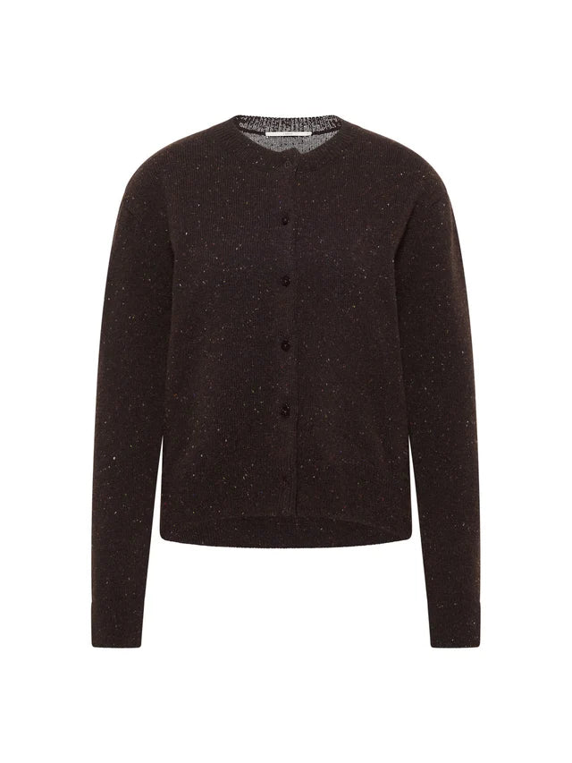 Boxy Strickjacke GOTS bitter chocolate tweed | LANIUS