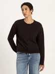 Boxy Strickjacke GOTS bitter chocolate tweed | LANIUS