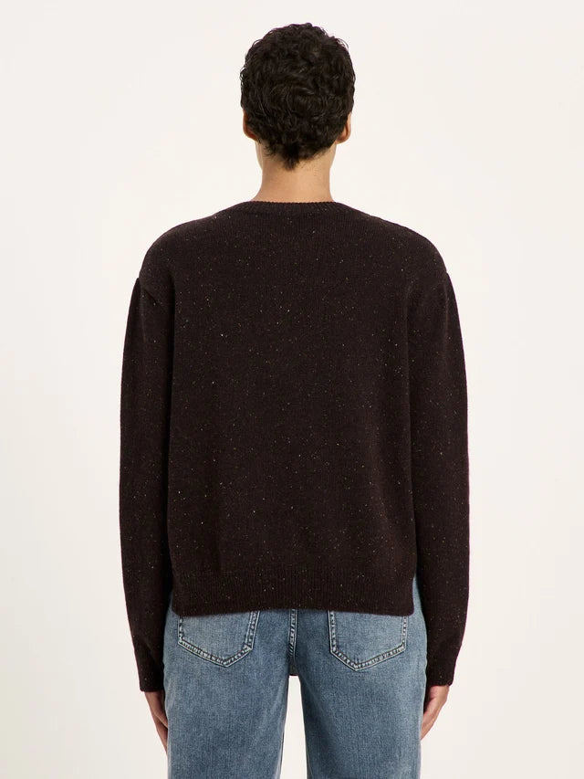 Boxy Strickjacke GOTS bitter chocolate tweed | LANIUS