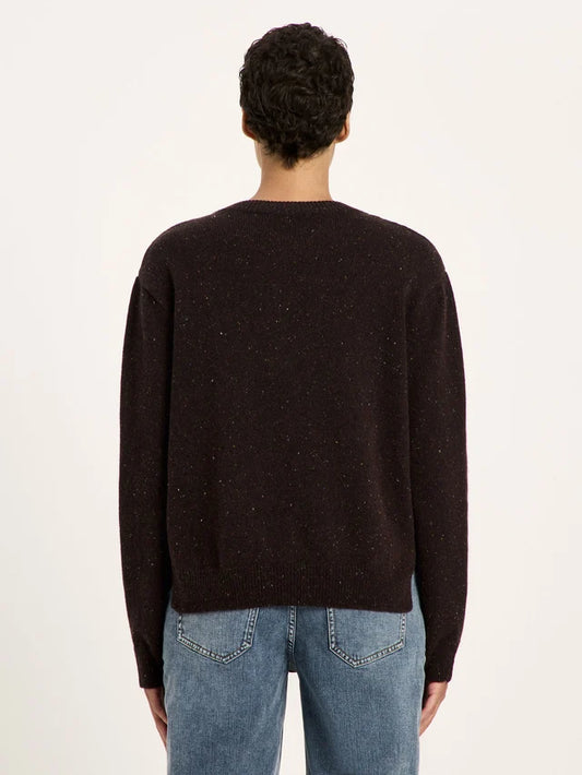 Boxy Strickjacke GOTS bitter chocolate tweed | LANIUS