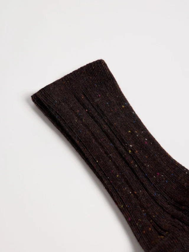 Rippenstrick-Socken GOTS bitter chocolate tweed | LANIUS