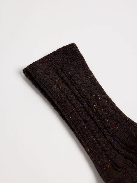 Rippenstrick-Socken GOTS bitter chocolate tweed | LANIUS