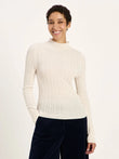 Rollkragenpullover GOTS off white melange | LANIUS