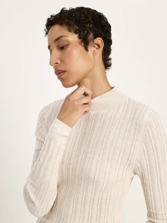 Rollkragenpullover GOTS off white melange | LANIUS