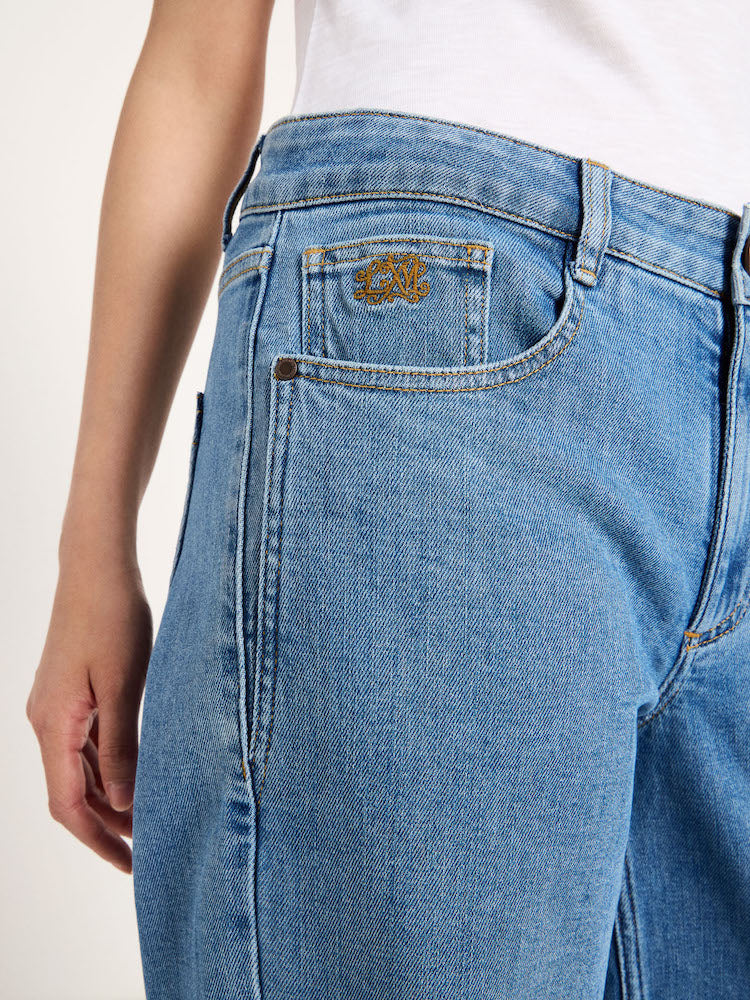 Wide Jeans "SALT" GOTS ocean blue denim | LANIUS