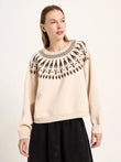 Statementsweatshirt GOTS creme melange/ brown | LANIUS