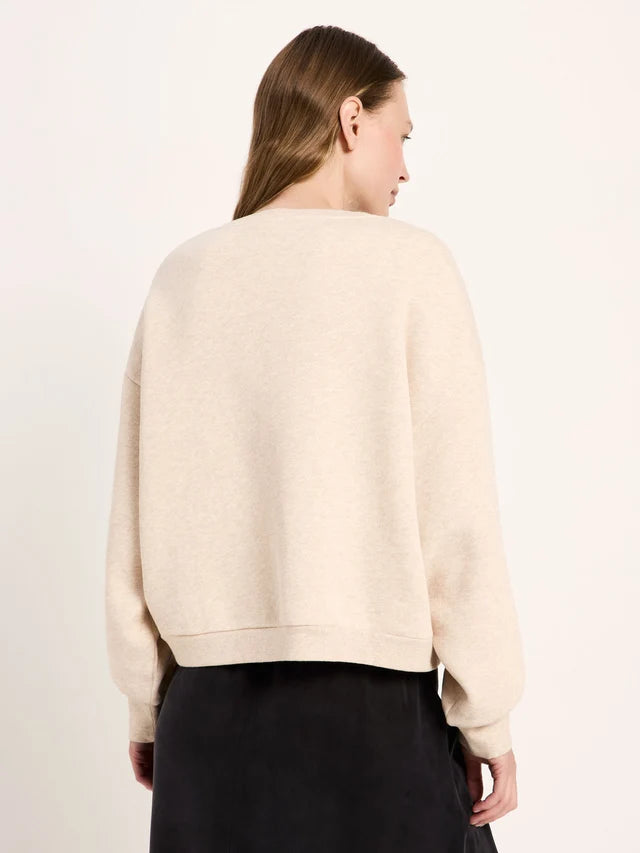 Statementsweatshirt GOTS creme melange/ brown | LANIUS