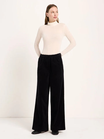 Hose mit weitem Bein GOTS soft cord black  | LANIUS