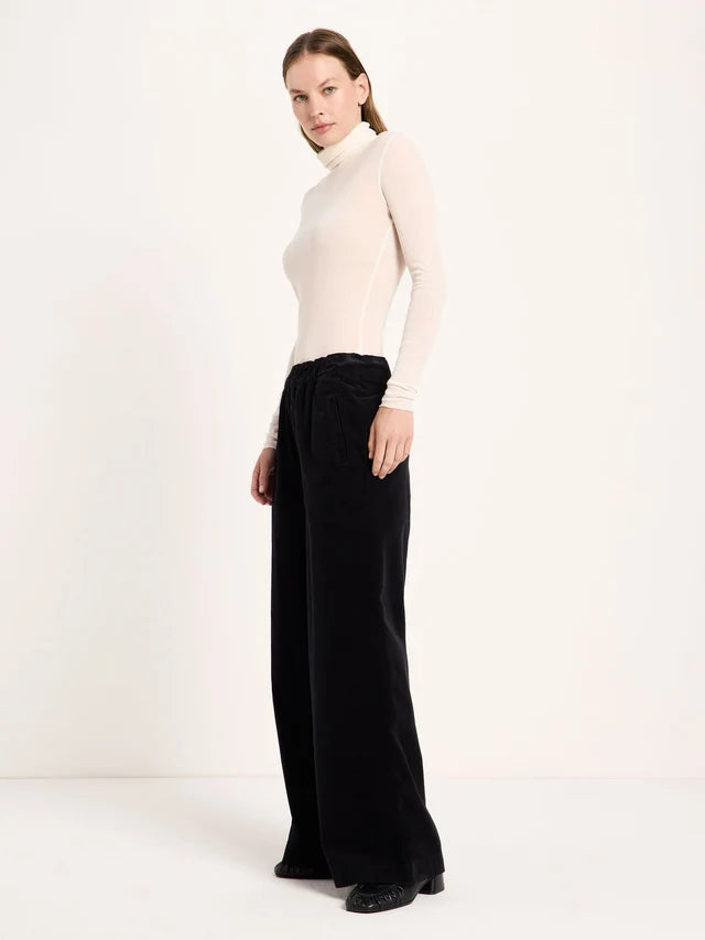 Hose mit weitem Bein GOTS soft cord black  | LANIUS
