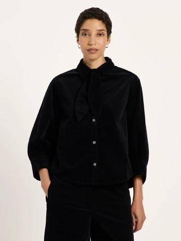 Bluse GOTS black soft corduroy | LANIUS