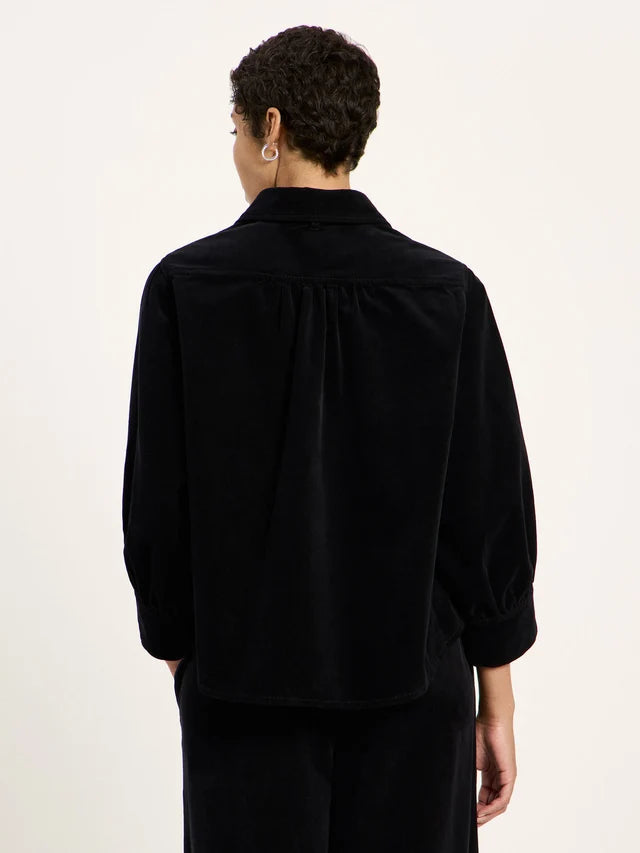 Bluse GOTS black soft corduroy | LANIUS