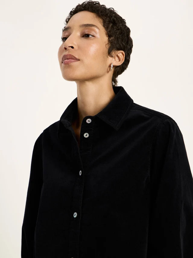 Bluse GOTS black soft corduroy | LANIUS