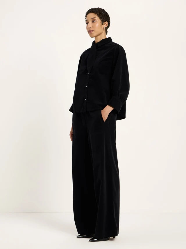 Bluse GOTS black soft corduroy | LANIUS