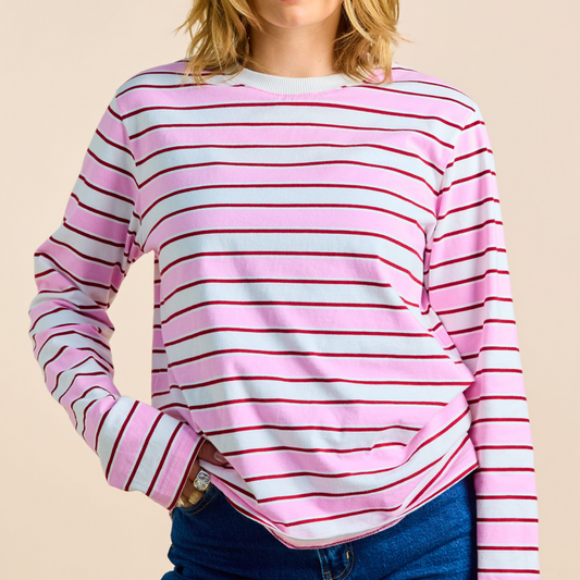Longsleeve gestreift Weiß / Pink | popeia