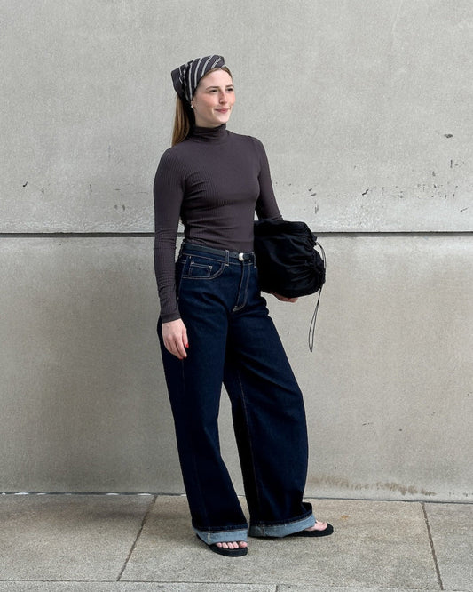 TENCEL™ LYOCELL RIB TURTLENECK MIO mud | JAN ´N JUNE