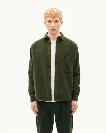 Bottle Green CORDUROY THEO OVERSHIRT | THINKING MU