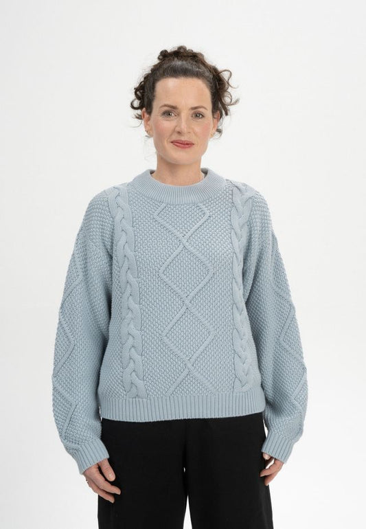 Cable Knit Jumper SAMAIRA cloudy blue | MELAWEAR