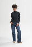 Women Ribbed Turtleneck Longsleeve Style MUNLI schwarz | MELA