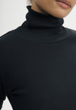 Women Ribbed Turtleneck Longsleeve Style MUNLI schwarz | MELA