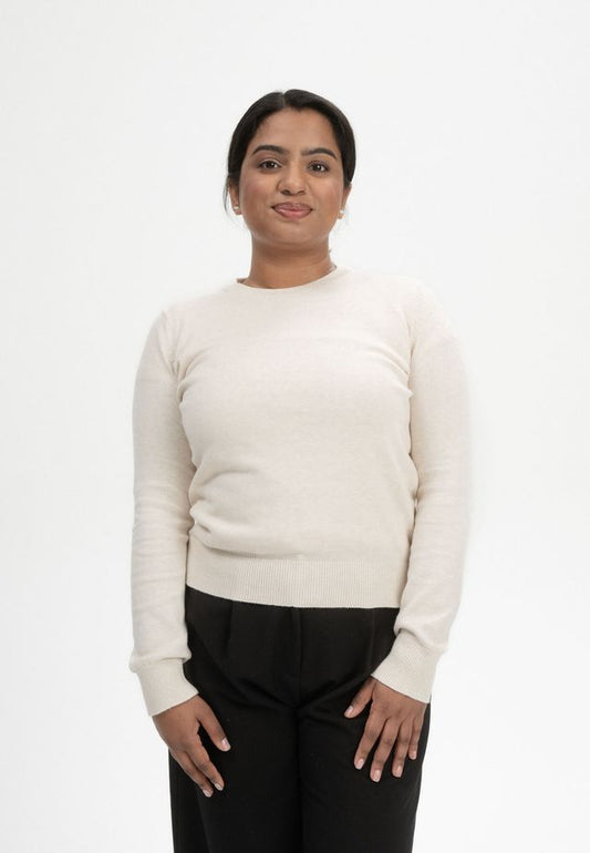 Fine Knit Jumper DHANA cream melange | MELAWEAR