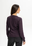 Women Fine Knit Cardigan Style NAMEEN elderberry melange | MELA