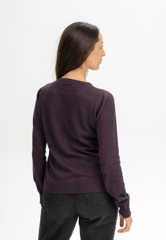 Women Fine Knit Cardigan Style NAMEEN elderberry melange | MELA