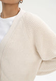 Rib Knit Cardigan BHUMA cream melange | MELAWEAR