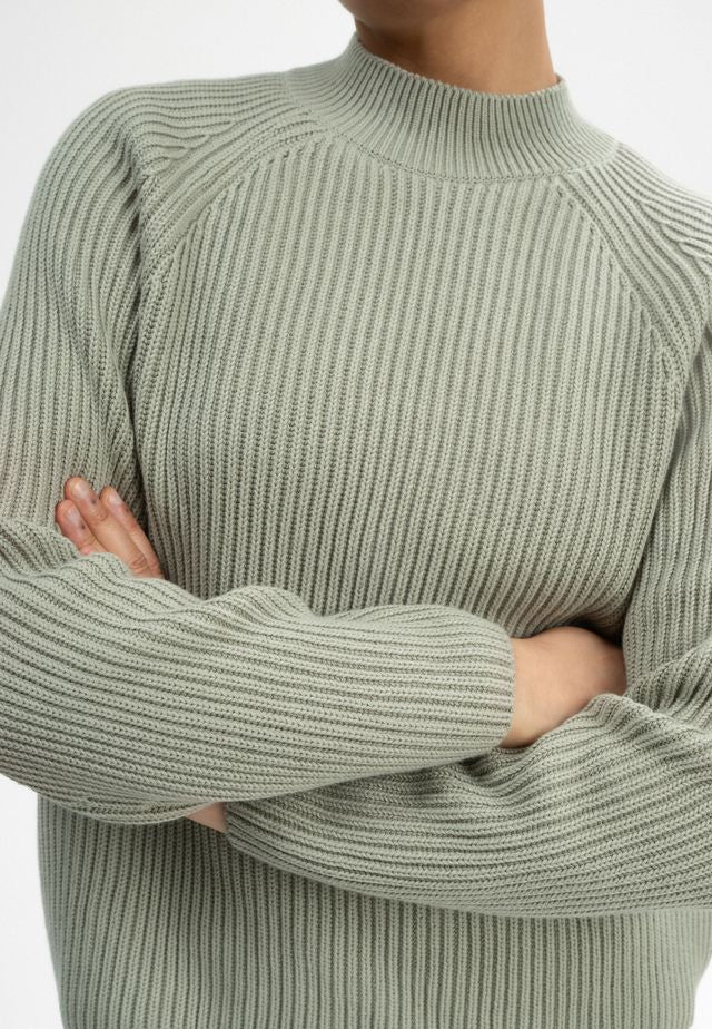 Rib Knit Mock Neck Jumper ANALAH green clay | MELAWEAR