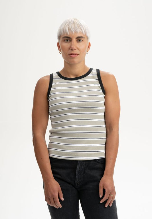Ribbed Tanktop DRISNA dusty green stripes | MELAWEAR