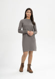 Basic Fine Knit Dress HARLEEN bear melange | MELAWEAR