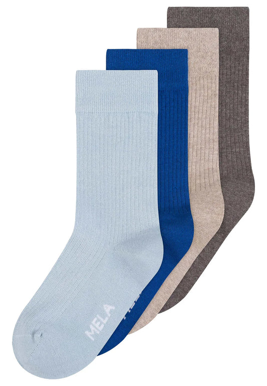 Ribbed Socks 4 Pack mix blue earth | MELAWEAR