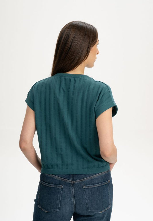 Structured Knit T-Shirt BHARI deep sea | MELAWEAR
