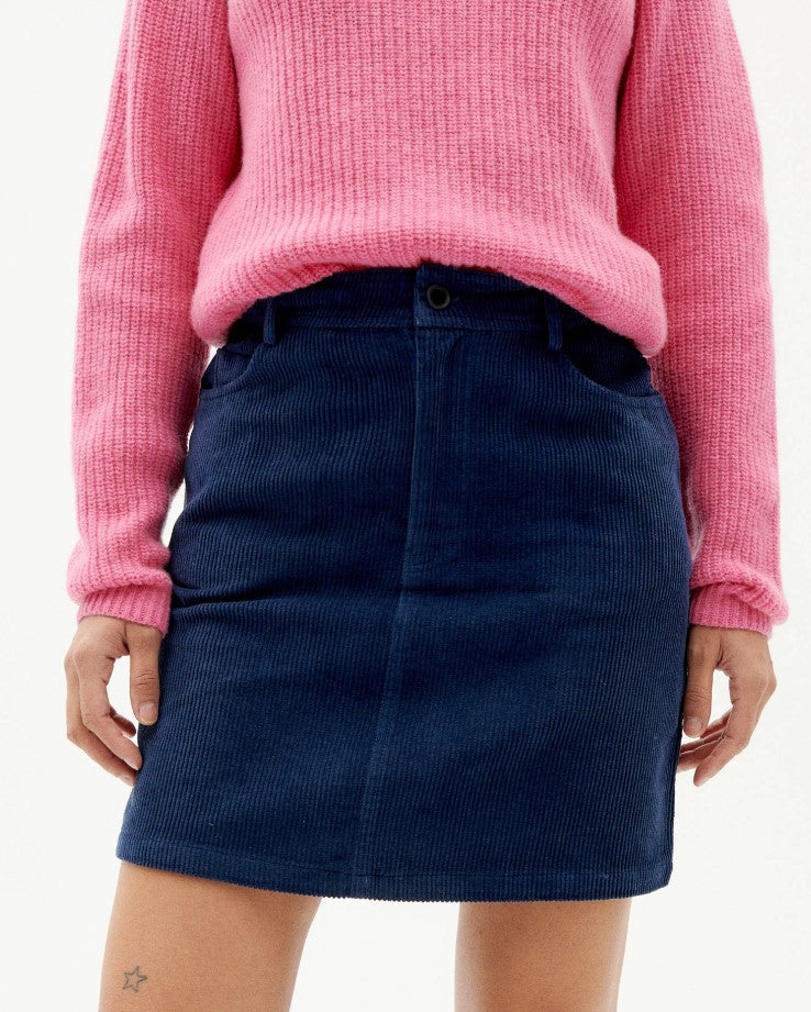 NAVY CORDUROY MARSHA SKIRT | THINKING MU