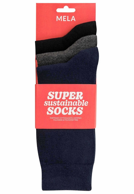 Socken 3er Pack Basic  schwarz / anthrazit melange / navy  | MELAWEAR