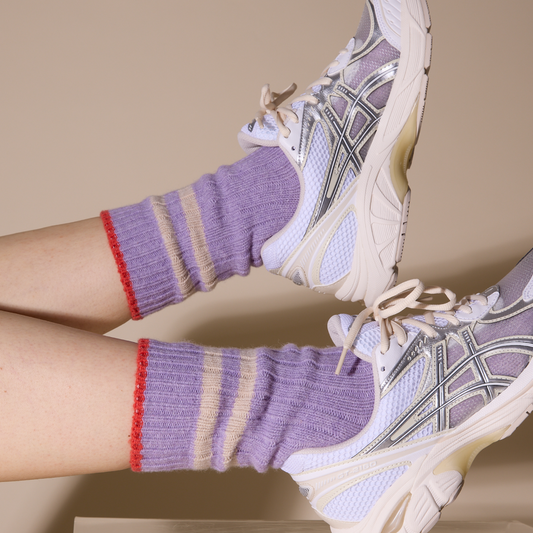 Stricksocken aus Wolle lila | popeia