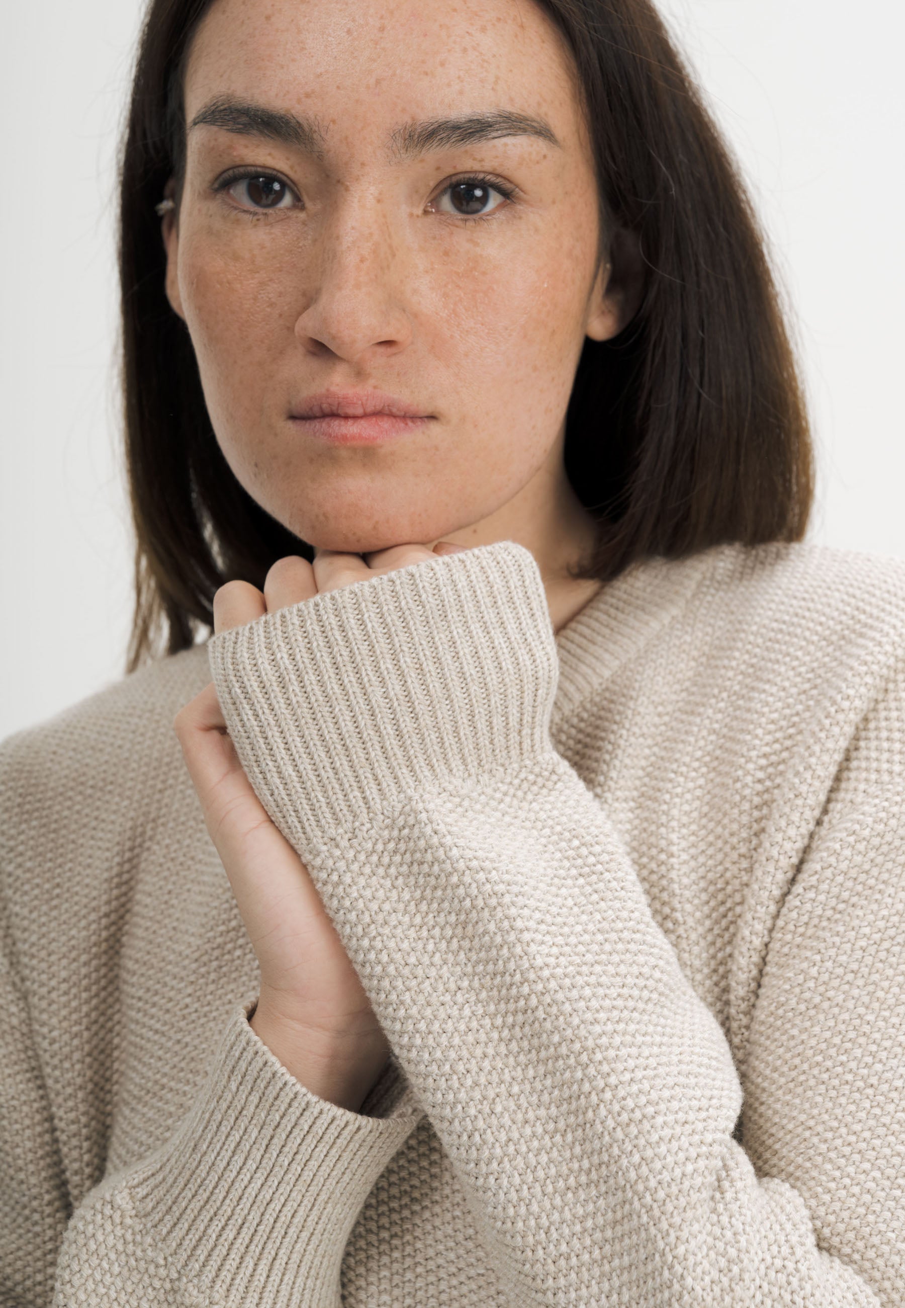 Women Structured Knit Jumper Style SURIYA cream speckles | MELA