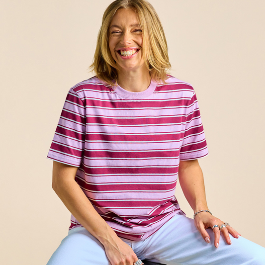 T-Shirt gestreift Aubergine / Pink | popeia