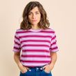 T-Shirt gestreift Aubergine / Pink | popeia