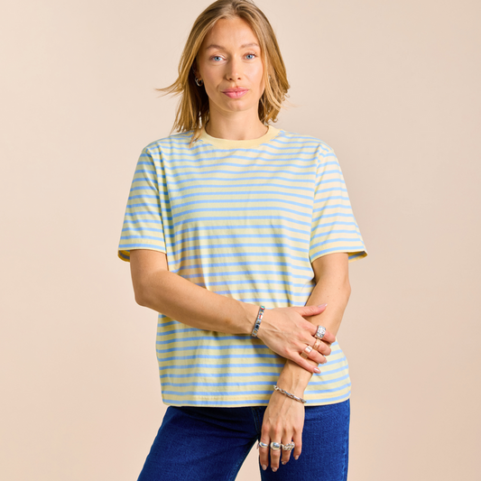 T-Shirt gestreift gelb / hellblau | popeia