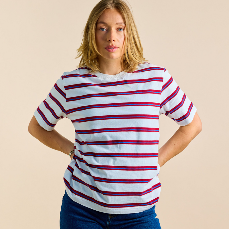 T-Shirt gestreift Königsblau / Rot| popeia